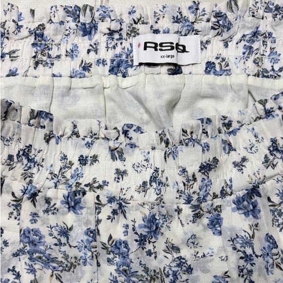 RSQ White with Blue Floral Print Tiered Skirt size XXL - Picture 5 of 6